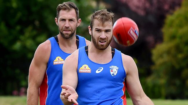 Travis Cloke and Stewart Crameri can make the Bulldogs attack more potent. Picture: Nicole Garmston