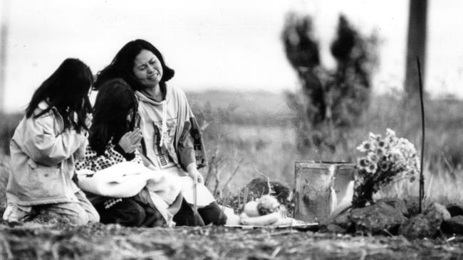 Karmein’s mother Phyllis at the spot where her daughter’s body was found.