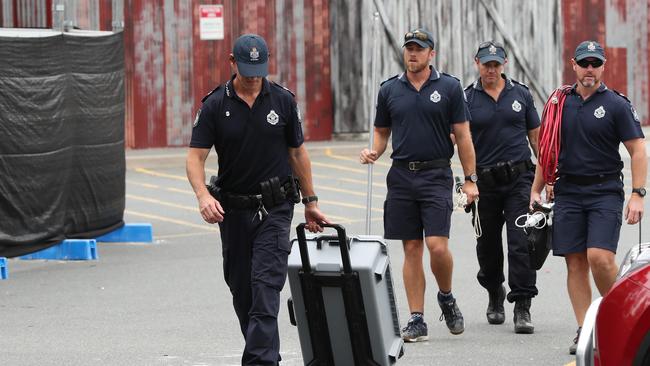 Police and investigators arrive a Dreamworld as the investigation into the Dreamworld ride tragedy continues in October 2016. Picture by Scott Fletcher