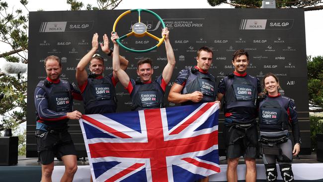 Team Great Britain celebrates winning SailGP Sydney. (Photo by Matt King/Getty Images)