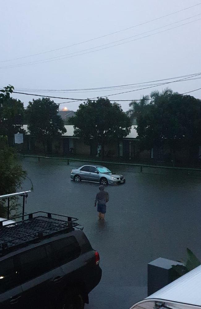 Flash flooding at Golden Beach, Caloundra, on the Sunshine Coast. Picture: Renee Wootton