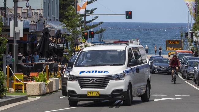 Police patrol around Bondi Beach on Boxing Day. Picture: NCA NewsWire / Jenny Evans