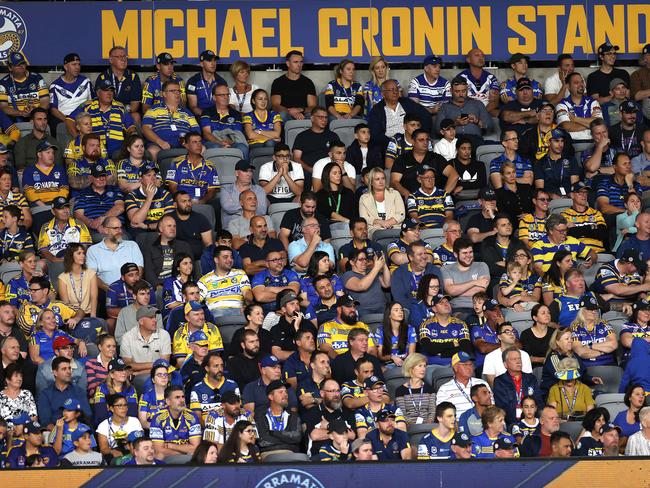 THE opening NRL match of the season between the Parramatta Eels and Canterbury-Bankstown Bulldogs at Bankwest Stadium on Thursday night. Picture. PHIL HILLYARD