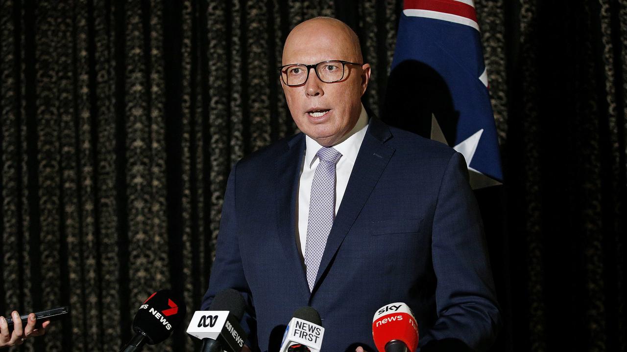 Opposition Leader Peter Dutton said he would unveil his target in due course. Picture: NewsWire / John Appleyard