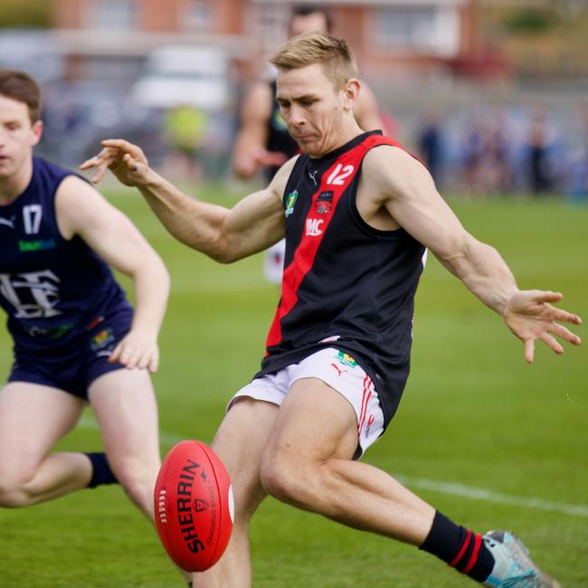 William Edmunds sends North Launceston forward in Saturday’s semi final against Launceston. Picture: Andrew Woodgate