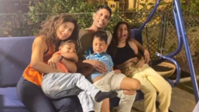 Nicole Brodie Nahum with her three kids and partner. Nicole wants to return to Australia after the outbreak of war in Israel. PIcture: 7News