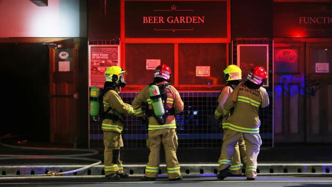 The Newcastle CBD pub in Hunter St Newcastle goes up in flames. Picture: Peter Lorimer.