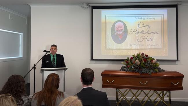 Craig Tapfield, a long-time colleague and friend of Craig Hole, honoured his late mate at the funeral in Naracoorte on Friday.