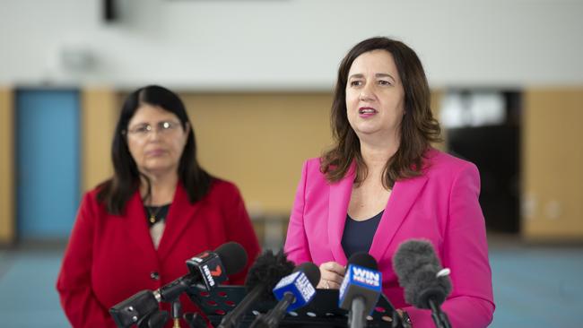 Premier Annastacia Palaszczuk with Education Minister Grace Grace. Picture: Lachie Millard