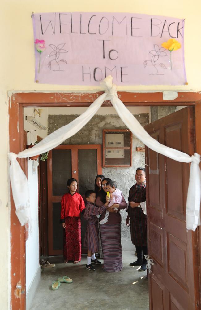 A sign is made for the family above their front door. Picture: Alex Coppel