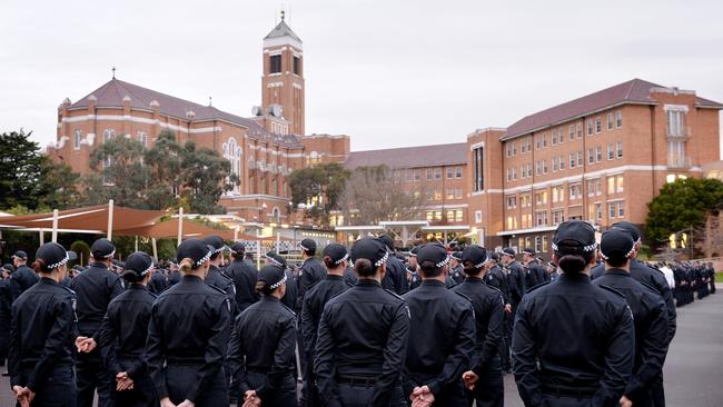 Recruits at the Victoria Police academy at Glen Waverley.