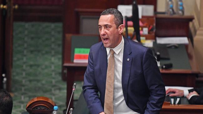 In his happy space – Tom Koutsantonis during question time at Parliament House. Picture: Tom Huntley