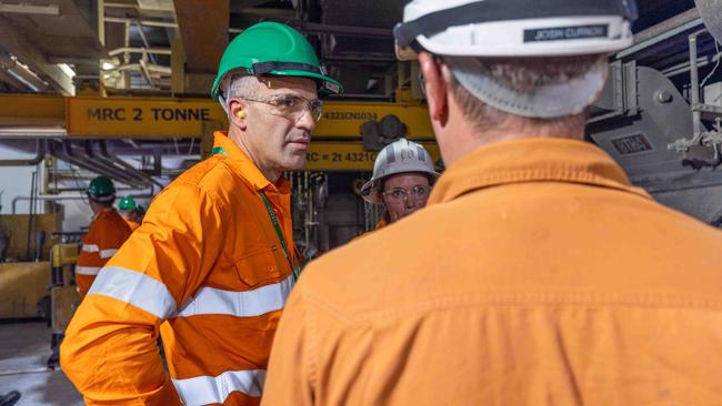 Premier Peter Malinauskas at Olympic Dam on Monday. Picture: Ben Clark