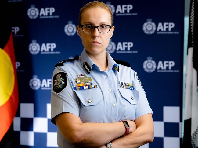 Australian Federal Police Commander Hilda Sirec warns parents about dangerous crime targeting kids. Picture: Richard Walker.