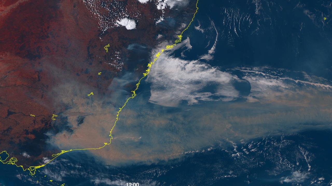 An image from the Himawari-8 satellite shows Australia’s southeast in the midst of the bushfires.