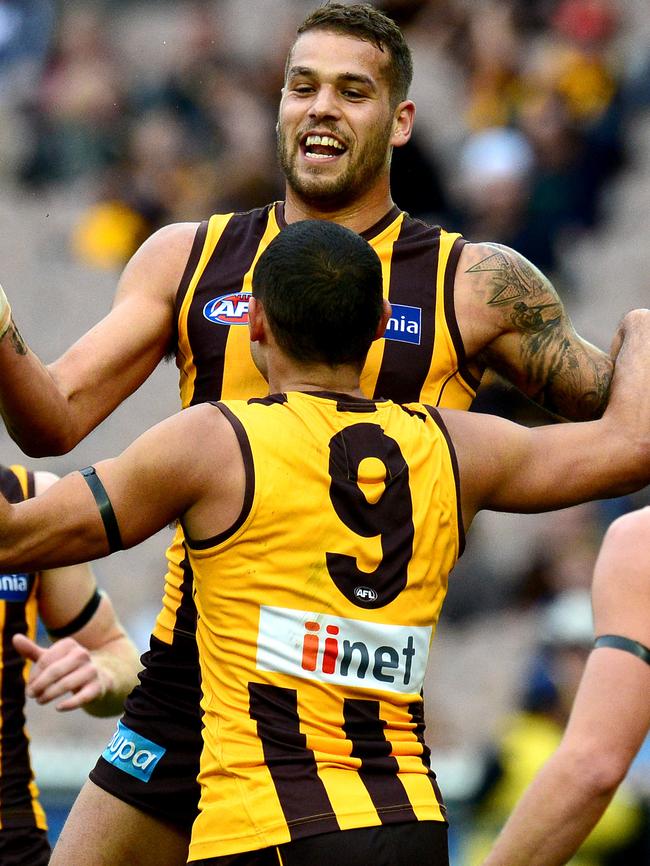 At Hawthorn Lance Franklin was also close with Shaun Burgoyne. Picture: Wayne Ludbey