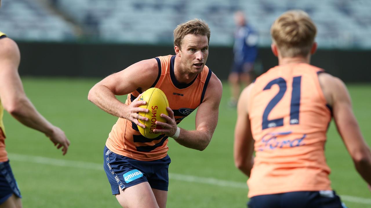 Lachie Henderson is set to play for Geelong in Friday night’s preliminary final against Richmond. Picture: Alison Wynd