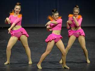 Madison Day, Keeley Tzoutzias and Paige Baker in Section 65 - Modern Jazz Duo/Trio 13 yrs and over. Picture: Jann Houley