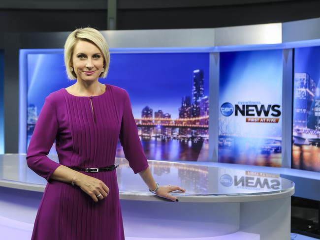 Ten News First newsreader Georgina Lewis in the Brisbane studios