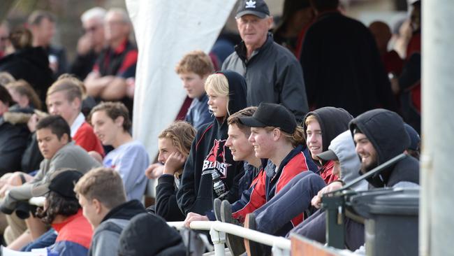 The footy crowd at Berri Memorial Oval. Picture: BERNARD HUMPHREYS