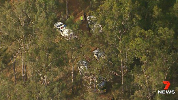 Emergency services at the scene of the crash. Picture: 7 News