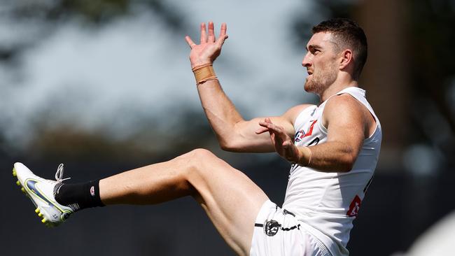 Daniel McStay impressed during his first outing as a Magpie. Picture: Michael Willson/AFL Photos