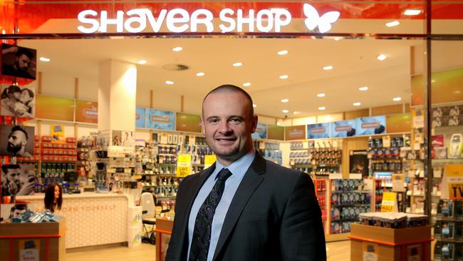 The Shaver Shop CEO Cameron Fox in a Shaver Shop outlet in Melbourne. Picture:Ian Currie