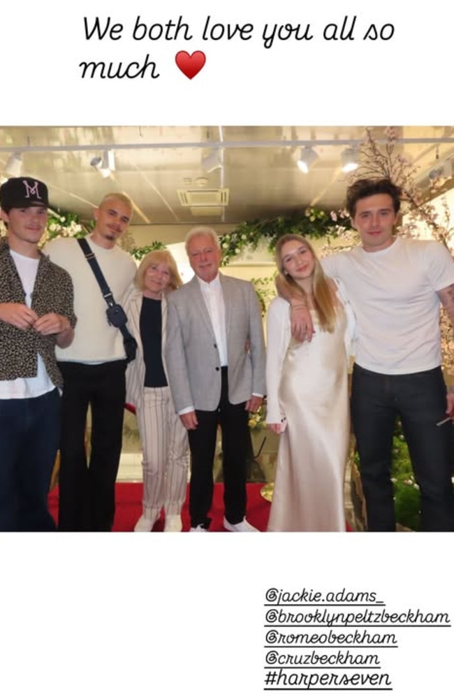 The siblings — Cruz, Romeo, Harper and Brooklyn — with their grandparents Jackie and Anthony. Picture: Instagram