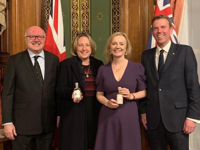 George Brandis, UK Cabinet Minister Anne-Marie Trevelyan, former PM Liz Truss and Australian Liberal MP Dan Tehan Source: Supplied