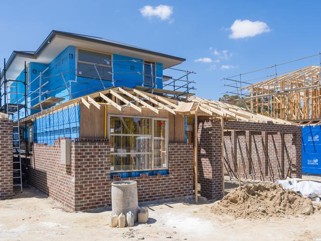 Melbourne, Australia - Nov 15, 2015: Houses under construction in a suburb in Melbourne, Australia