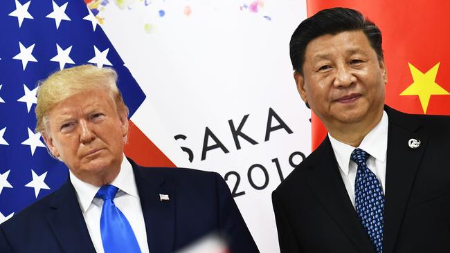 Trump and Chinese President Xi Jinping on the sidelines of the G20 Summit in Osaka, Japan, in 2019. Picture: AFP