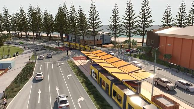 Gold Coast Light Rail Stage 3A artist impressions of station at Burleigh Heads