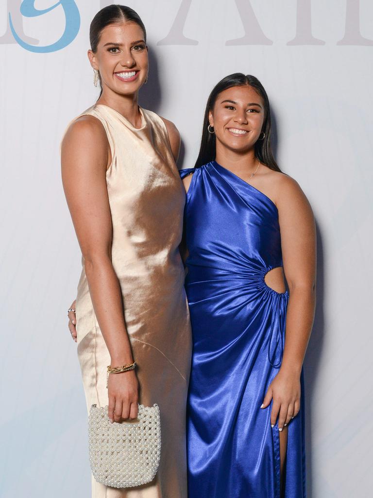 Olivia Levicki and Hannah Ewings at the Port Adelaide AFL and AFLW best and fairest at the Adelaide Convention Centre, DECEMBER 5, 2022: Picture: Brenton Edwards