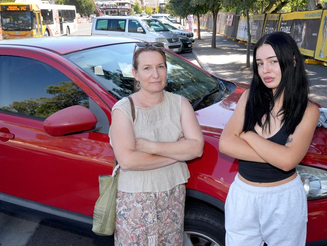 ADELAIDE, AUSTRALIA - NewsWire Photos MARCH 4 2025: Adelaide City Council has changed parking rules for the duration of Fringe. In the East End, punters have to pay until 10pm rather than 6pm and the length of time people can park in certain bays has been reduced. Melanie Munday of Semaphore,(L), and Ayeiprul Charaf, of Northgate, are not happy with the new impost. Picture: NewsWire / Dean Martin