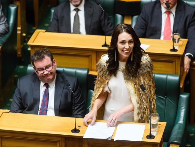 New Zealand prime minister Jacinda Ardern gave her valedictory speech in parliament after announcing her shock resignation in January. Picture: Mark Coote / AFP