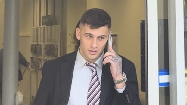 Dylan Yelutas walking outside Waverley Local Court on Wednesday.