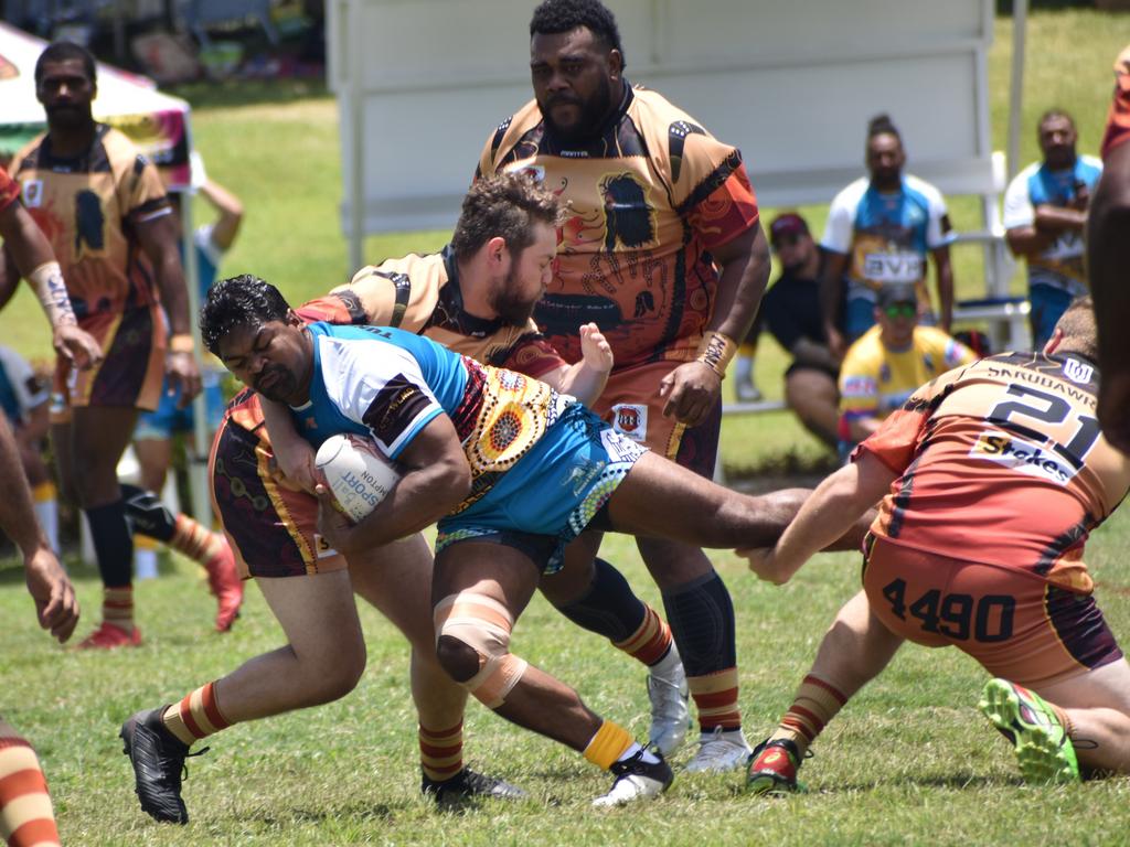 Warba Wangarunya Rugby League Carnival, men’s competition, SkrubaWrunas versus Tunuba Dakani, Rugby Park, Rockhampton, January 21, 2023.