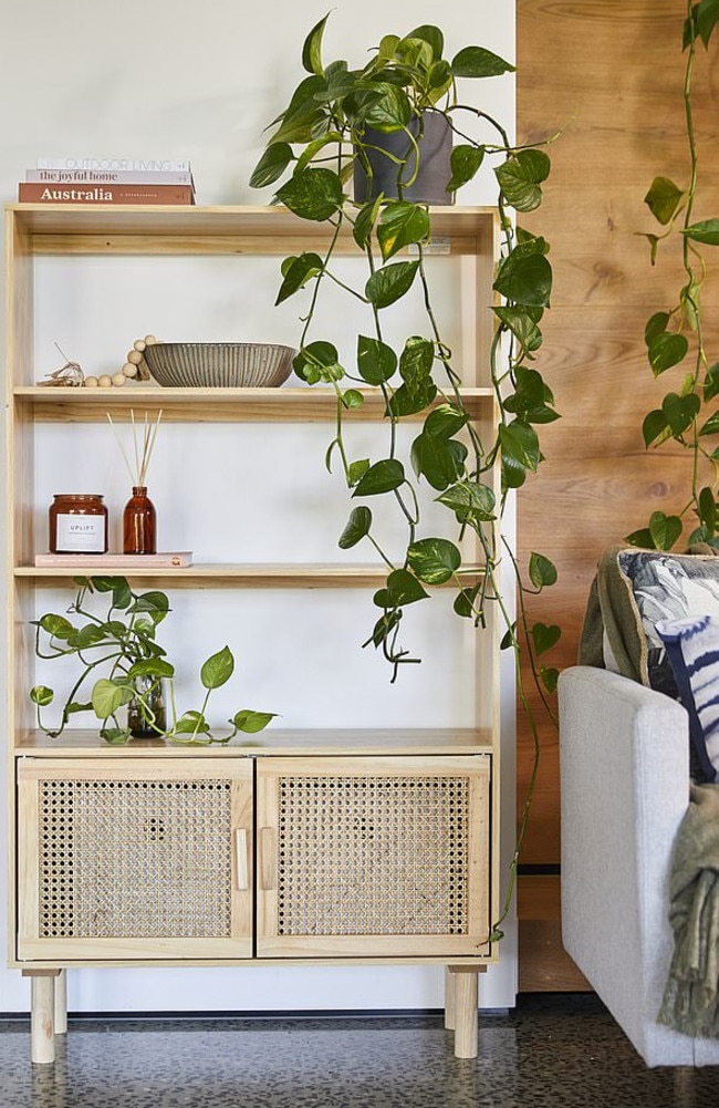 The range features Australian designed pieces for a fraction of the price. Pictured: rattan storage shelves, $89. Picture: Kmart