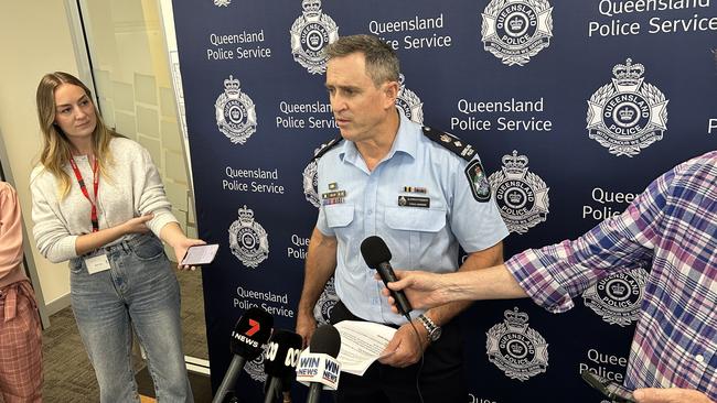 Superintendent Craig Hawkins addressing media regarding preparations for Tropical Cyclone Alfred. Picture: Sam Turner