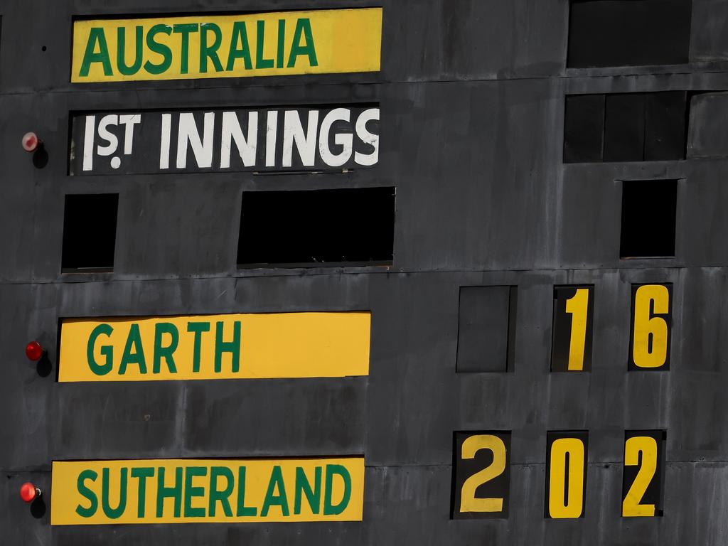 The scoreboard displays the runs scored by Annabel Sutherland. Picture: Paul Kane/Getty Images