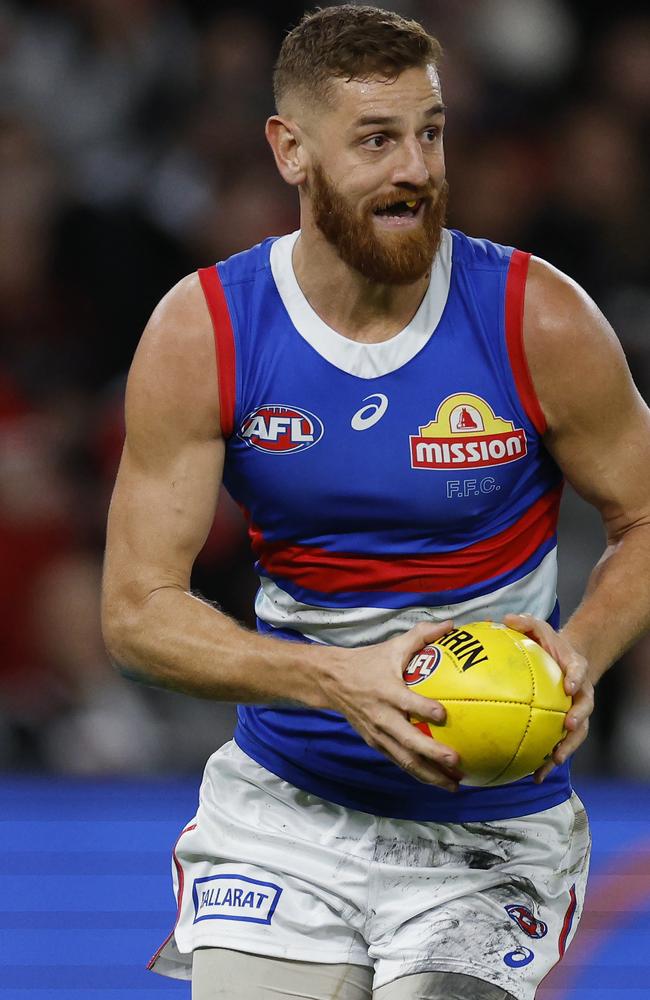 Liam Jones has exited the Bulldogs’ match simulation early. Picture: Michael Klein