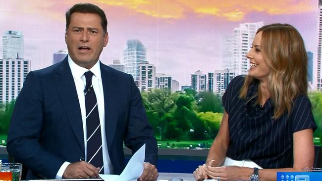 Karl Stefanovic and Allison Langdon on the set of Today.