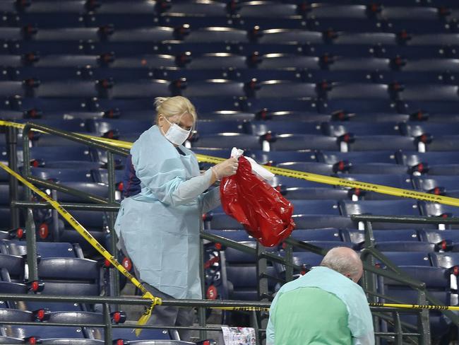 Police sectioned off the lower seating area at Turner Field where the man fell and are conducting an investigation at the scene.