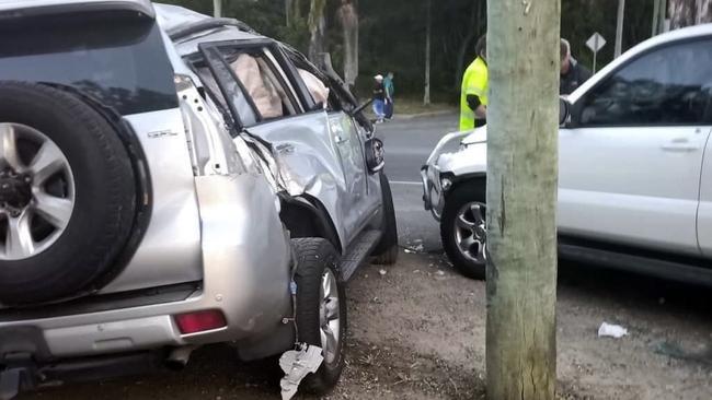 Police allege a 44-year-old woman was speeding in a silver Toyota Prado on the wrong side of Dry Dock Rd about 4.20pm on Sunday when she collided with another car. Picture: Facebook.