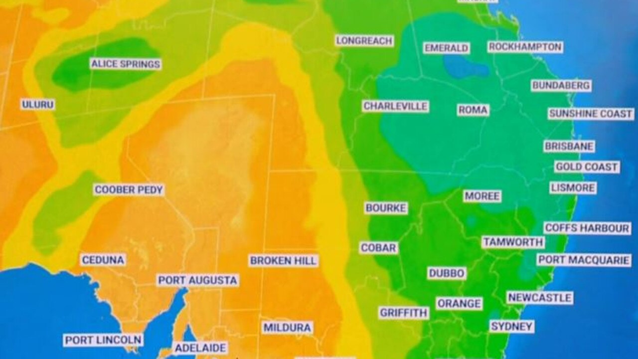 More than 100ml of rainfall could fall in southeastern Queensland. Picture: Sky Weather