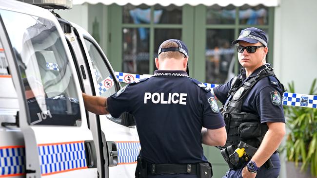 Police on the scene at Mr Percival’s this morning. Picture: John Gass/AAP