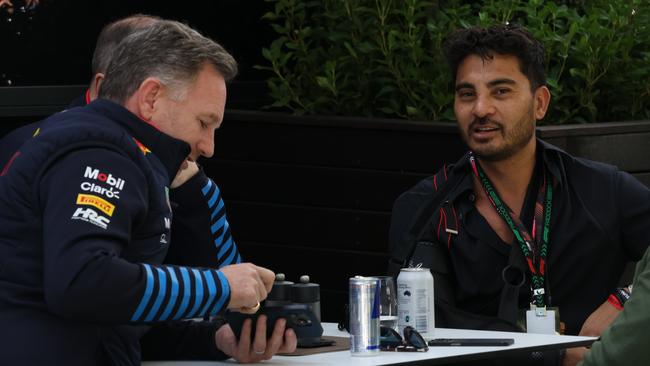 Redbull team principal Christian Horner, left, with Laurence Escalante. Picture: Angelica Snowden