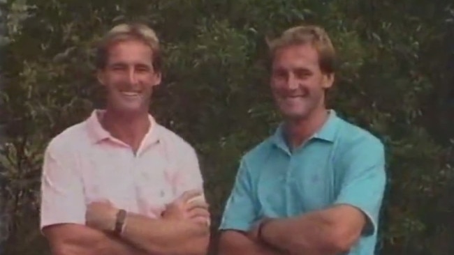 The Dawson twins during their appearance on TV in a current affairs segment in the late 1980s.