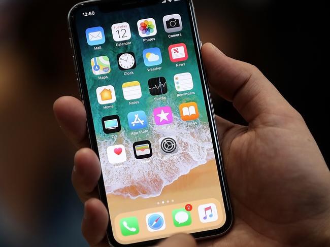 CUPERTINO, CA - SEPTEMBER 12: The new iPhone X is displayed during an Apple special event at the Steve Jobs Theatre on the Apple Park campus on September 12, 2017 in Cupertino, California. Apple held their first special event at the new Apple Park campus where they announced the new iPhone 8, iPhone X and the Apple Watch Series 3.   Justin Sullivan/Getty Images/AFP == FOR NEWSPAPERS, INTERNET, TELCOS & TELEVISION USE ONLY ==