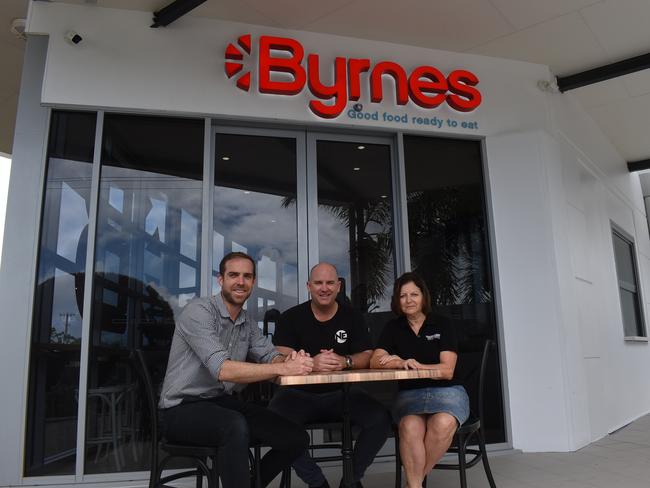 Byrnes is opening on Willetts Rd opposite the Mater Misericordiae Hospital. Cafe co-owners (from left) Adrian, Damien and Lyn Connors are expanding the Brynes business which they took over about 18 months ago. Picture: Tara Miko